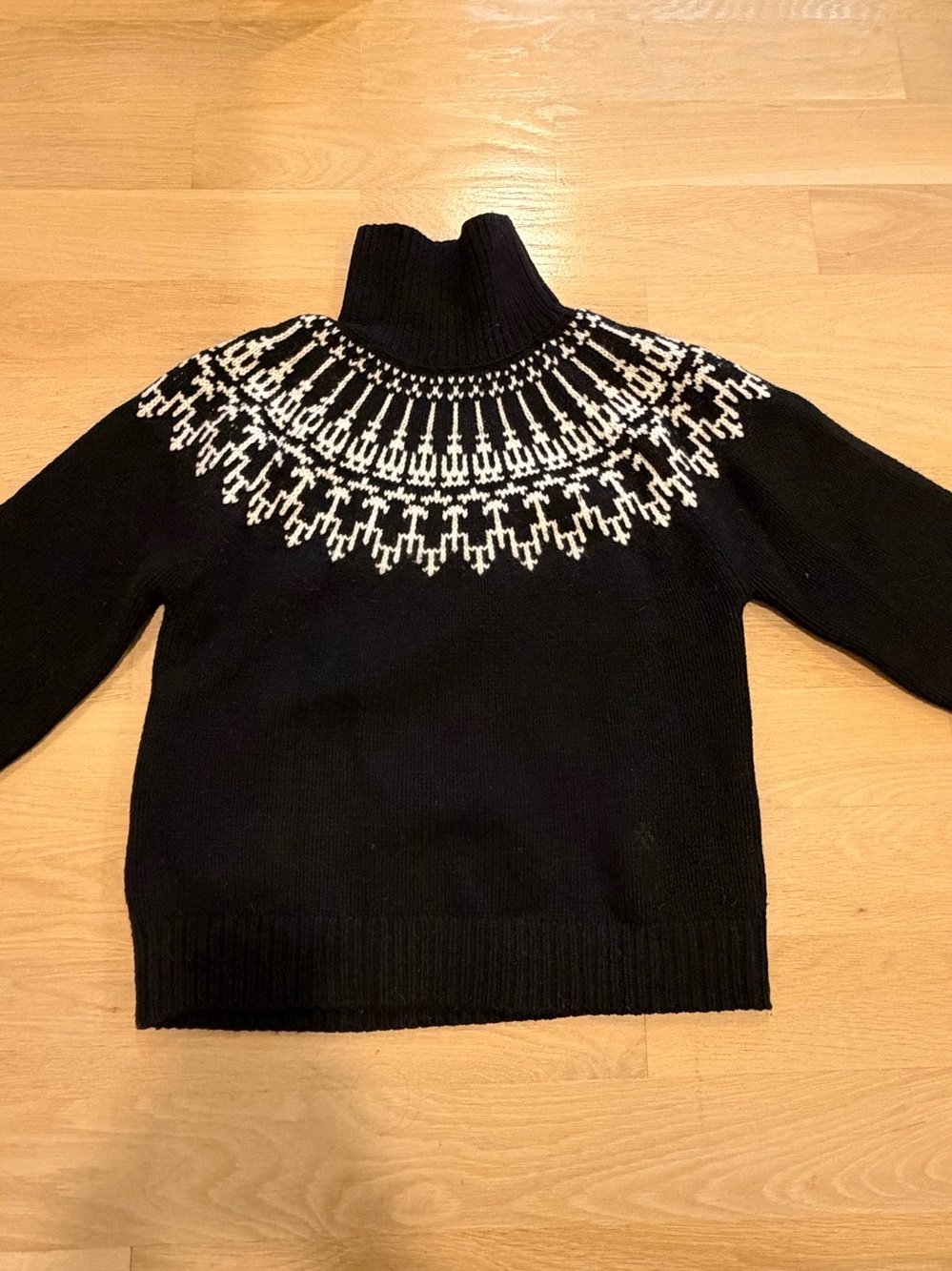 Tory Sport Black Fair Isle Turtleneck Sweater M